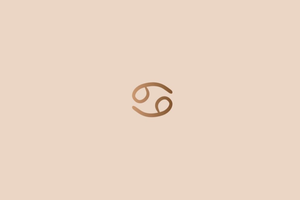 Ilustração do signo de câncer na cor marrom em um fundo rosa-claro