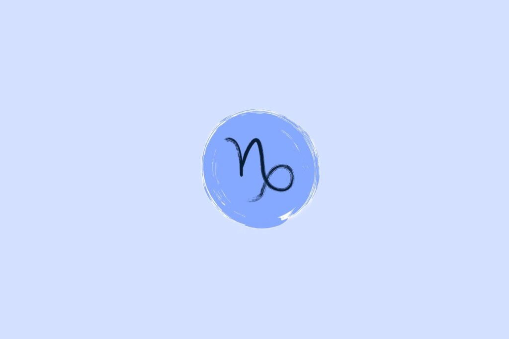 Ilustração do signo de capricórnio na cor preta em um fundo azul-claro