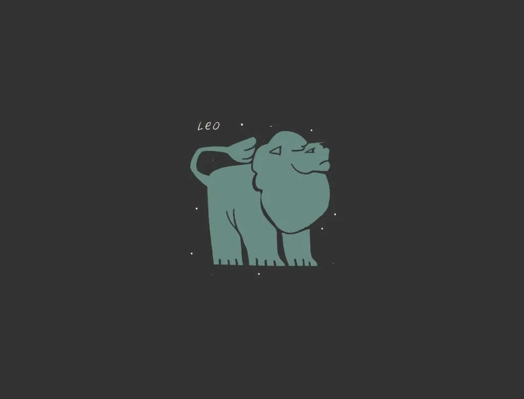 Ilustração do signo de leão em um fundo preto