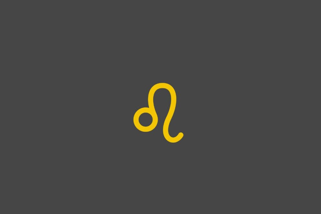 Ilustração do signo de leão em amarelo em um fundo cinza