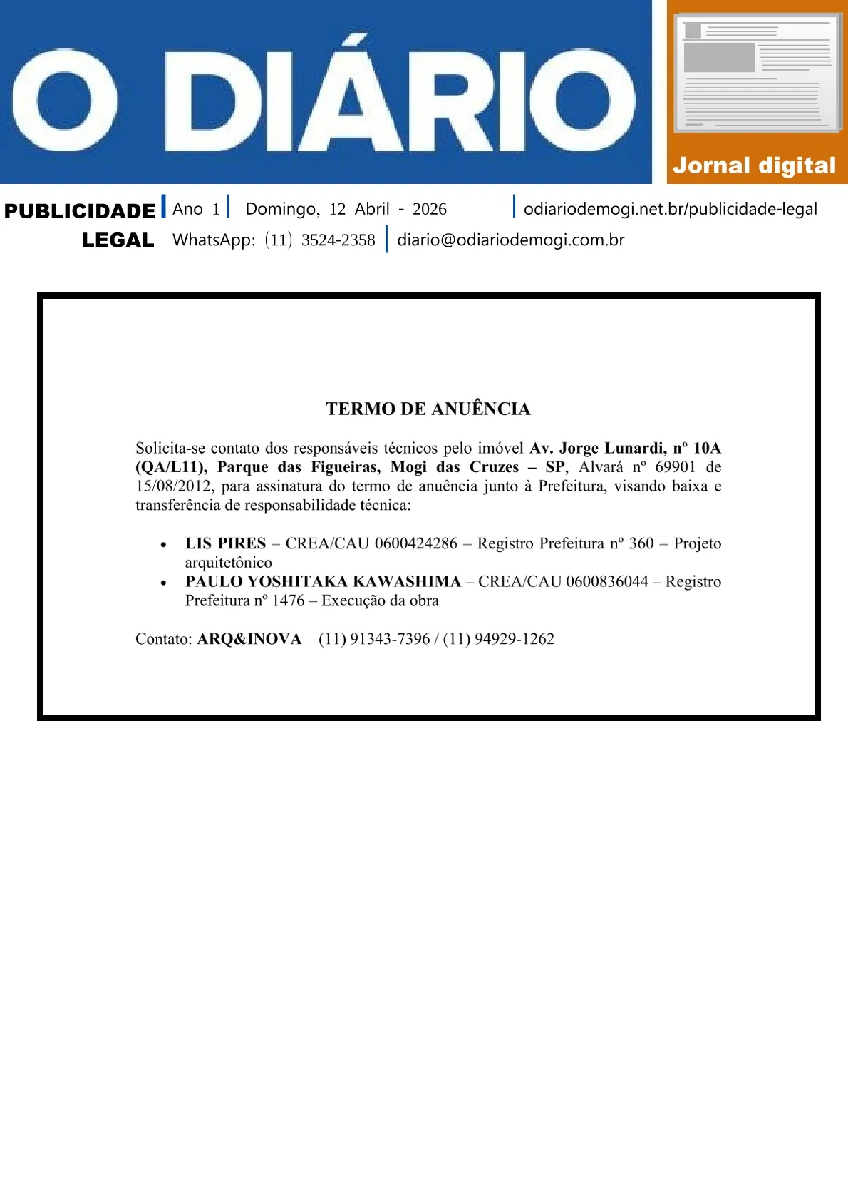 Domingo, 12 de Abril 2026