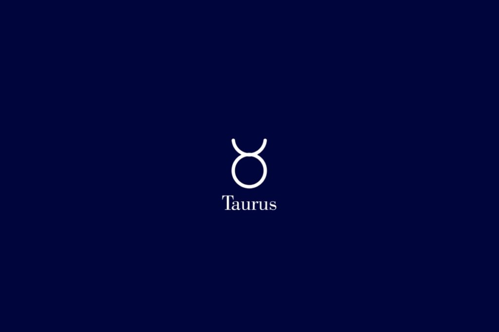 Ilustração do signo de touro em branco em um fundo azul-escuro