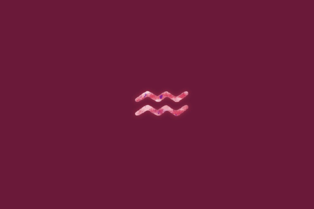 Ilustração do signo de aquário centralizado em um fundo rosa