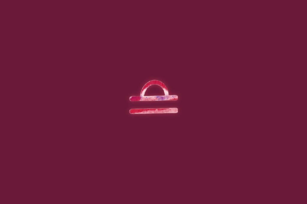 Ilustração do signo de libra centralizado em um fundo rosa