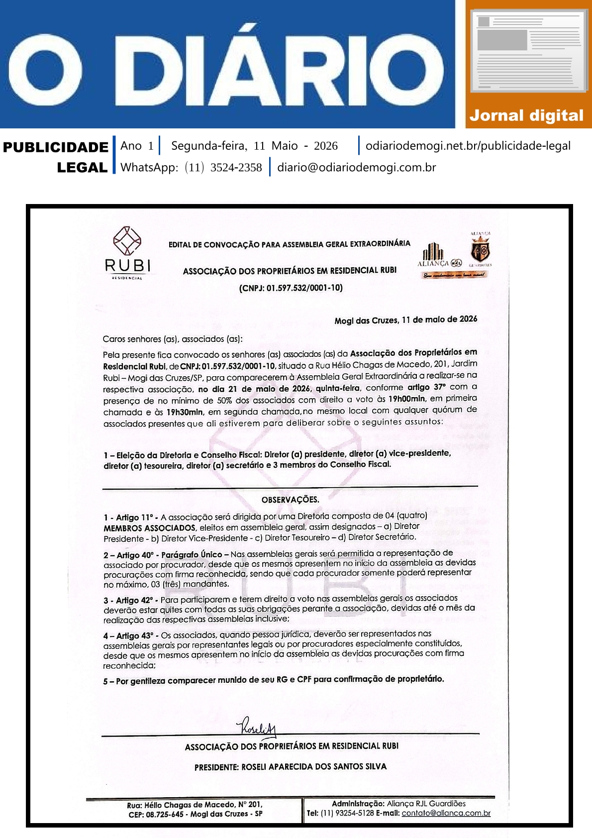 Segunda-feira, 11 de Maio 2026