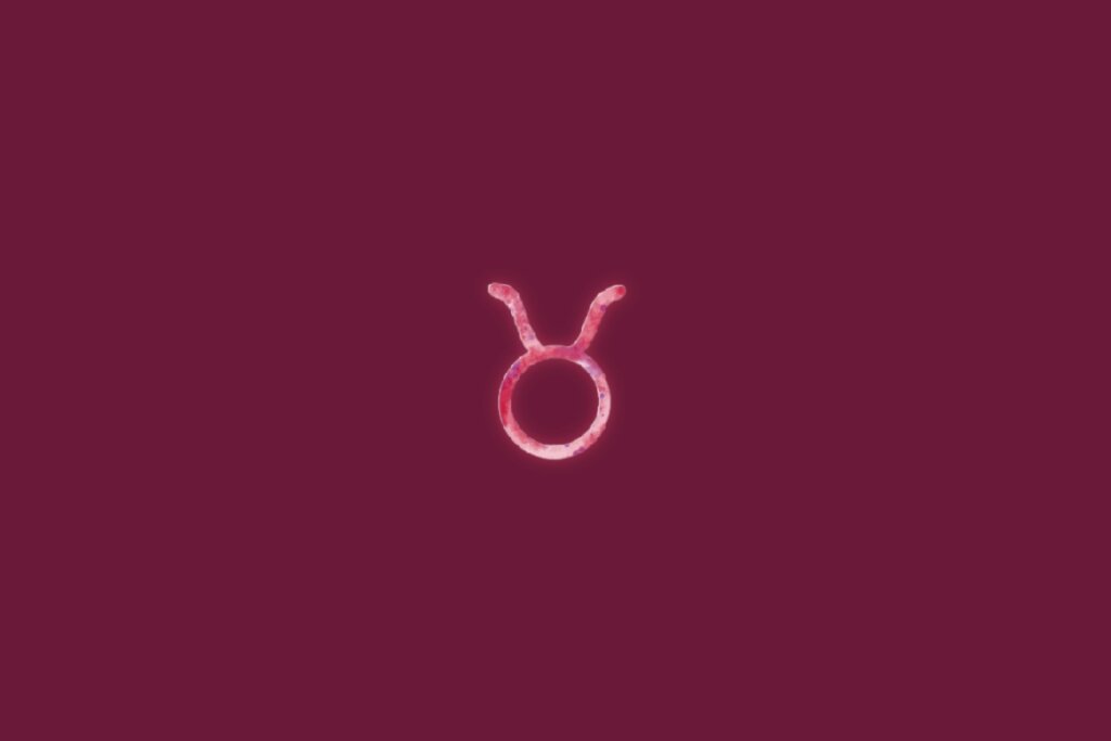 Ilustração do signo de touro centralizado em um fundo rosa