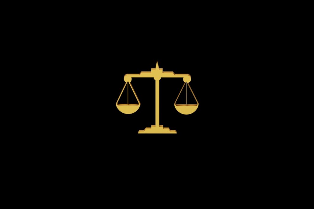 Ilustração do signo de Libra em amarelo em um fundo preto