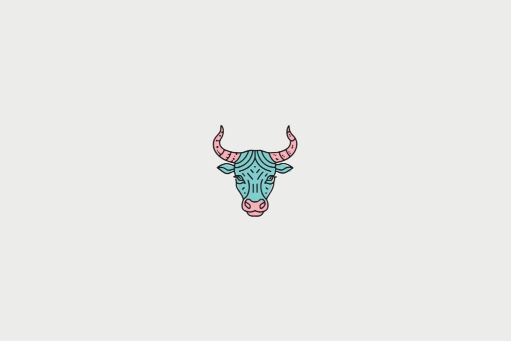 Ilustração de um touro, centralizado em fundo cinza-claro, representando o signo de touro