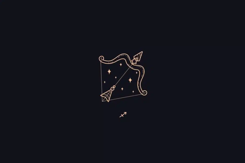 Ilustração do signo de Sagitário em um fundo preto