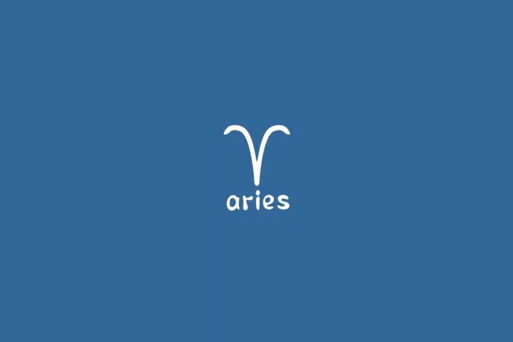Ilustração do signo de áries centralizado em um fundo azul