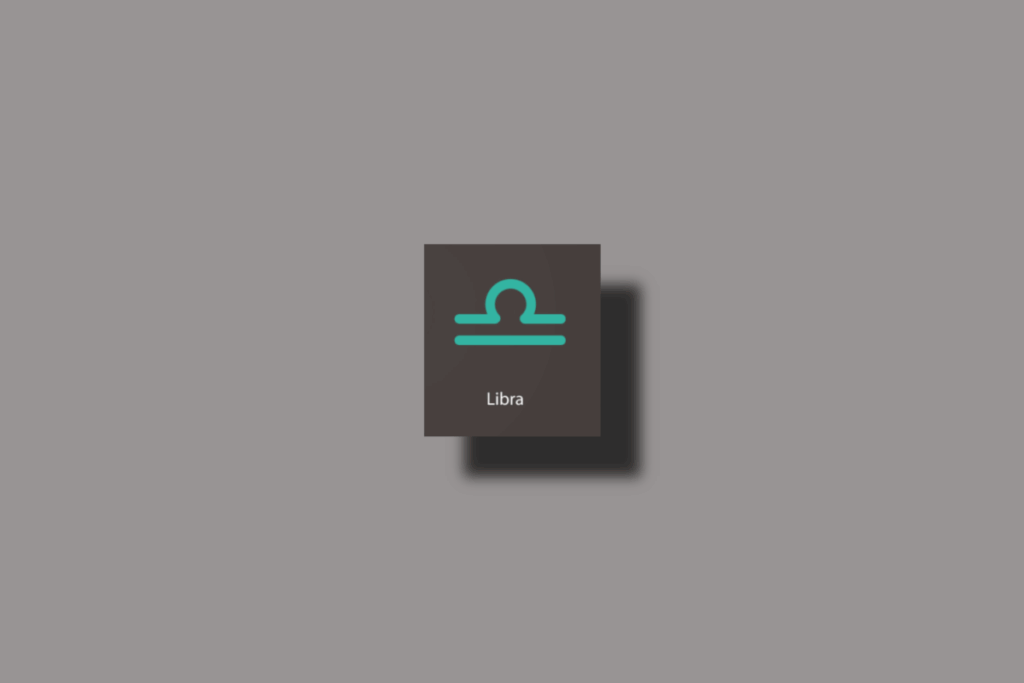 Ilustração do signo de libra em quadrado cinza-escuro e centralizado em fundo cinza-claro