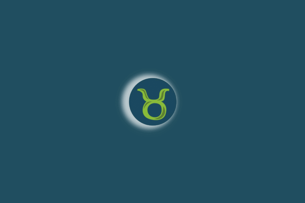 Ilustração do símbolo do signo de touro com luz branca ao redor. Fundo verde-escuro