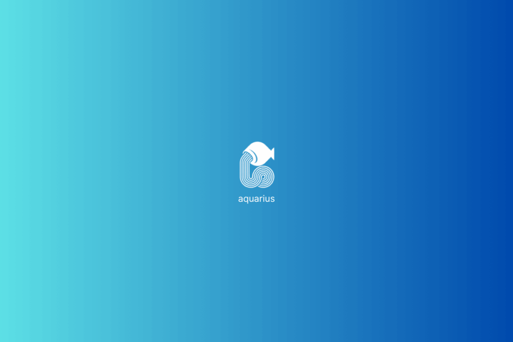 Símbolo do signo de Aquário em branco em fundo em tons de azul