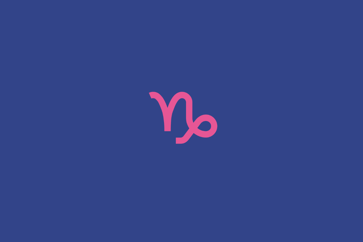 Ilustração do signo de capricórnio na cor rosa e centralizado em fundo azul-escuro