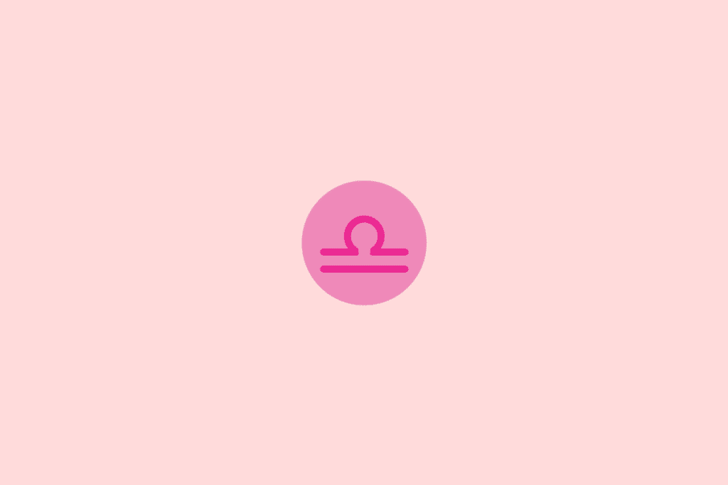 Ilustração do signo de Libra rosa em círculo rosa e em fundo rosa claro