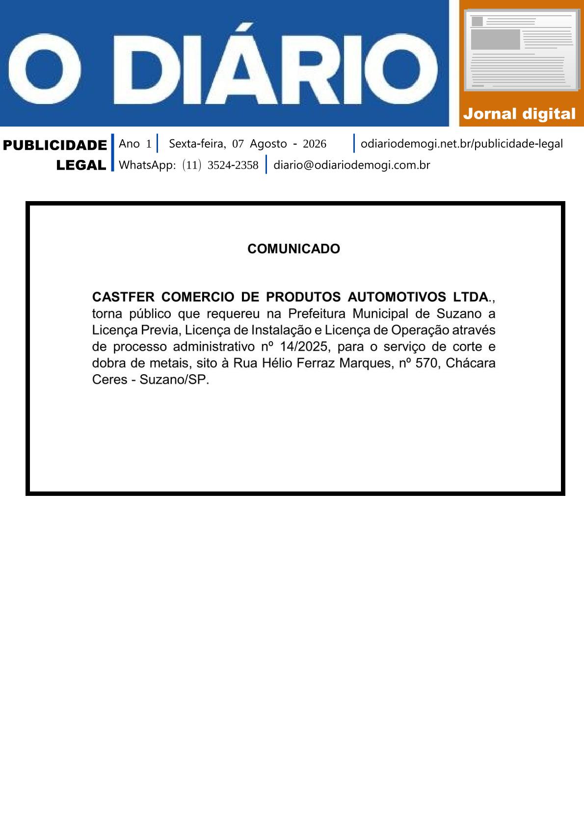 Sexta-feira, 07 de Agosto 2026