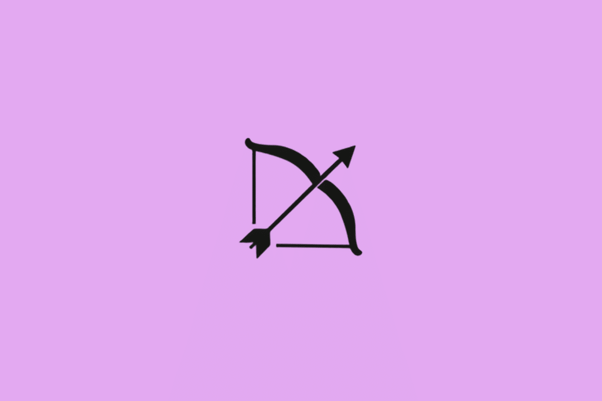 Símbolo do signo de Sagitário em preto em fundo roxo