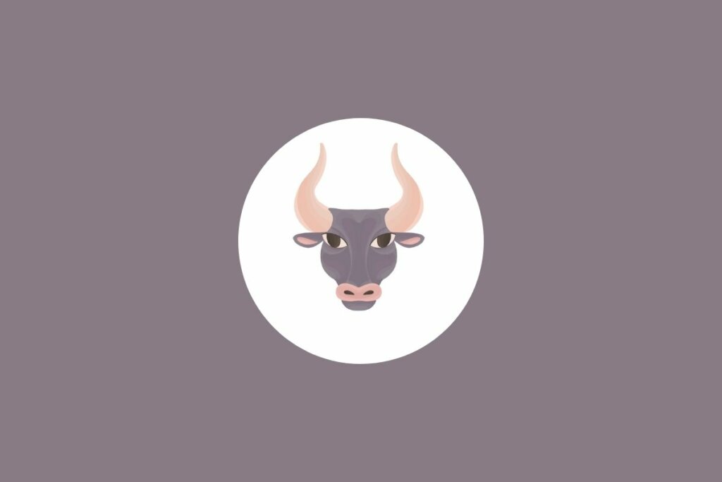Ilustração de um touro em um círculo branco sobre um fundo marrom-claro
