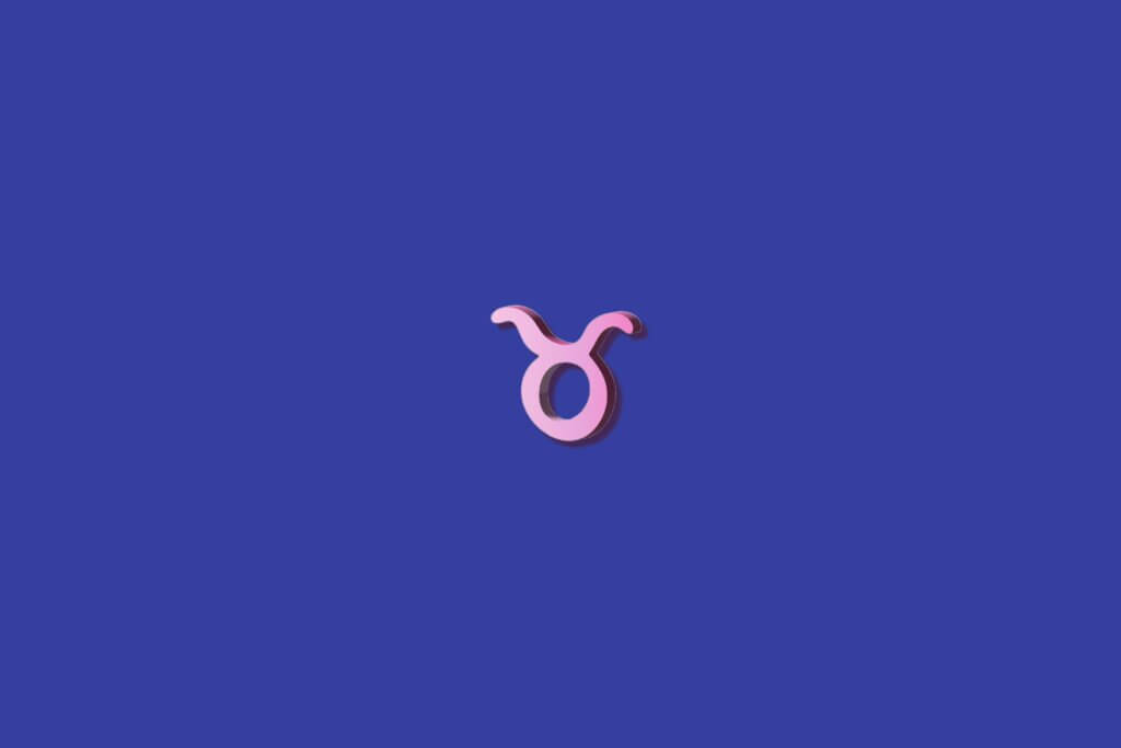 Símbolo de touro rosa, centralizado em fundo azul-escuro, com sombreado