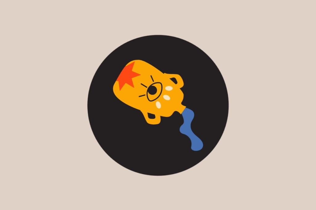 Ilustração do signo de Aquário representando um vaso/jarro amarelo derramando água azul, com o detalhe de um olho no centro e uma estrela vermelha no topo.